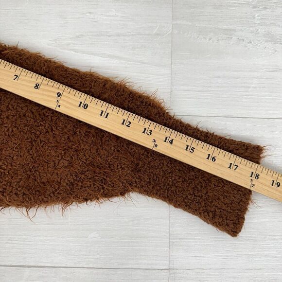 Free People Icing Pullover Sweater S Brown V Neck Eyelash Knit Fluffy Slouchy - Picture 13 of 16